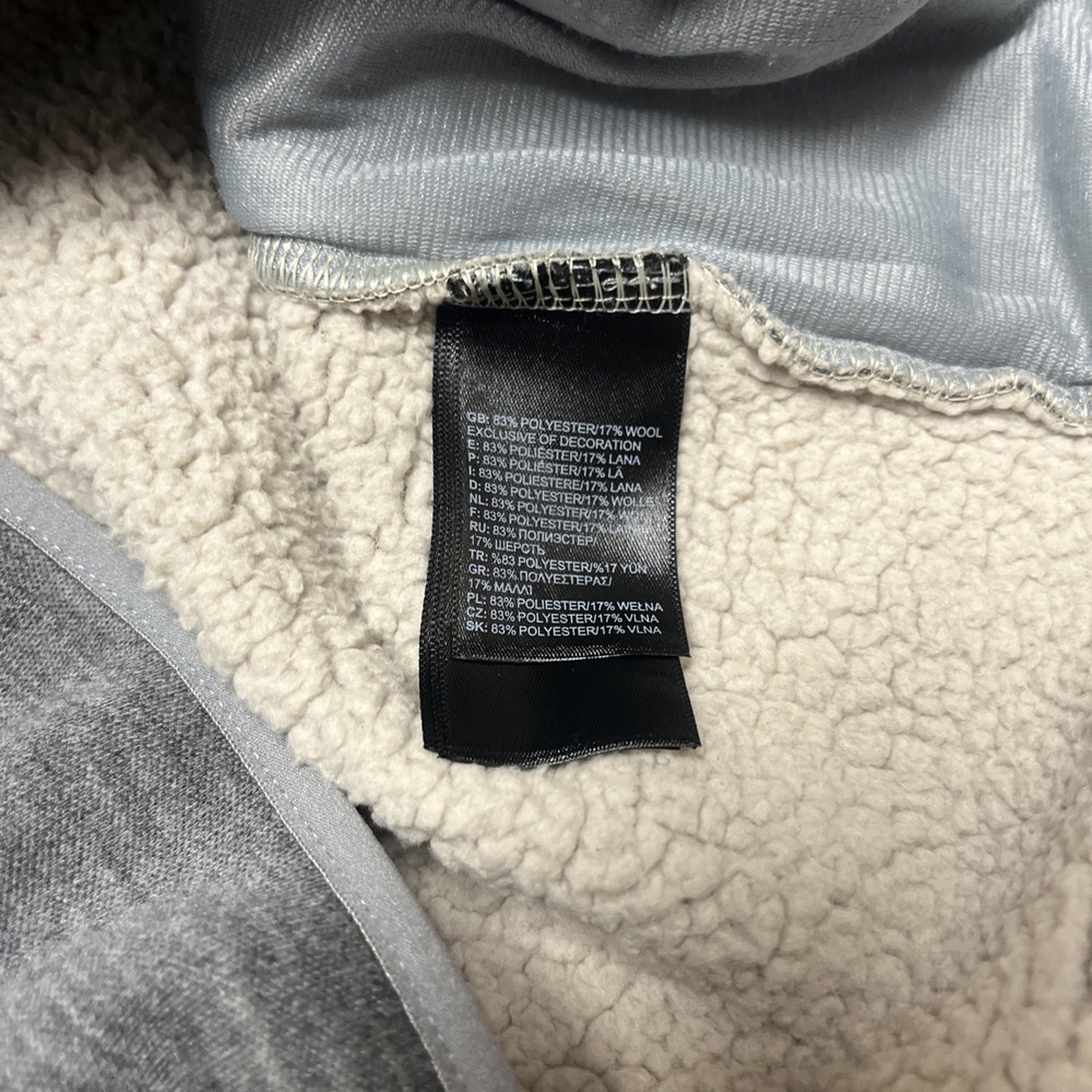 The North Face Wool Sherpa Gray Fleece Lined Quarter Snap Pullover Men's Medium - Picture 6 of 9